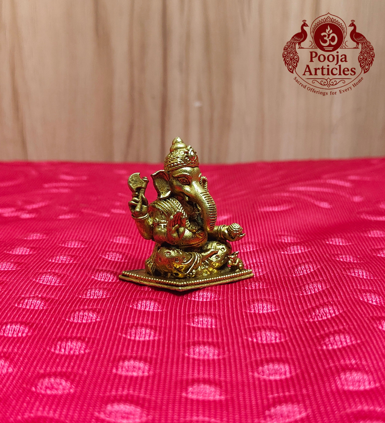 Premium Brass Lord Ganesha Idol 1.7 Inch - side left view