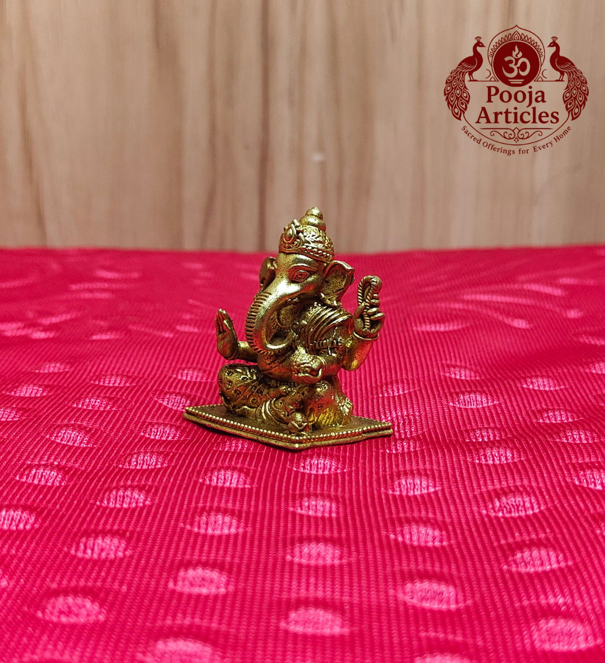 Premium Brass Lord Ganesha Idol 1.7 Inch - side right three-quarter view