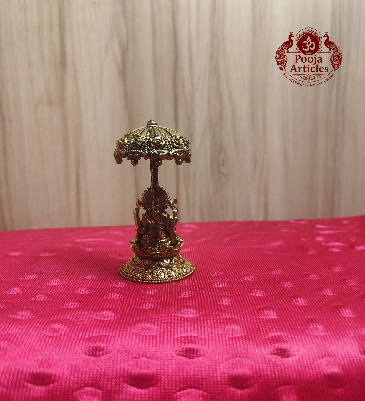 Premium Brass Lord Ganesha Idol With Royal Chatra Umbrella Statue 2.8 Inch