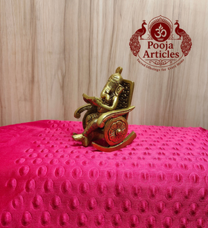 Premium Brass Lord Ganesha on Rocking Chair Statue 4 Inch