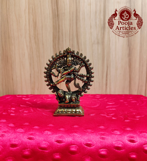 Premium Brass Lord Nataraja Idol 4 Inch front view
