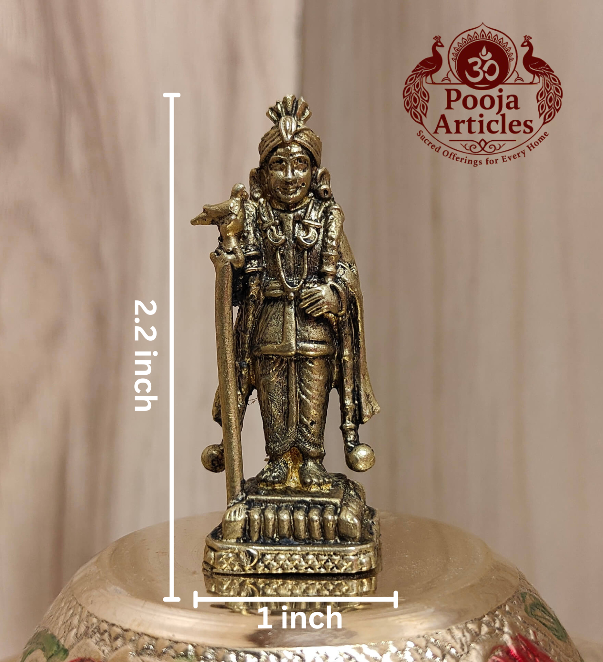 Premium Brass Lord Palani Raja Murugan 2.2 Inch
