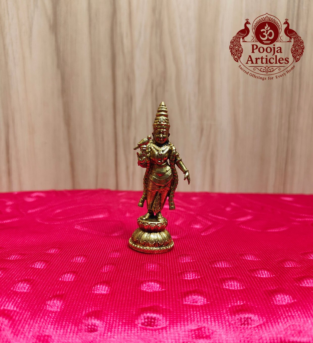 Brass Meenakshi Amman Idol 2.9 Inch - Front View