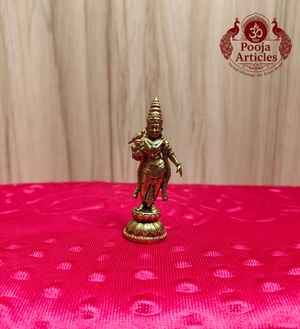 Brass Meenakshi Amman Idol 2.9 Inch - Front View