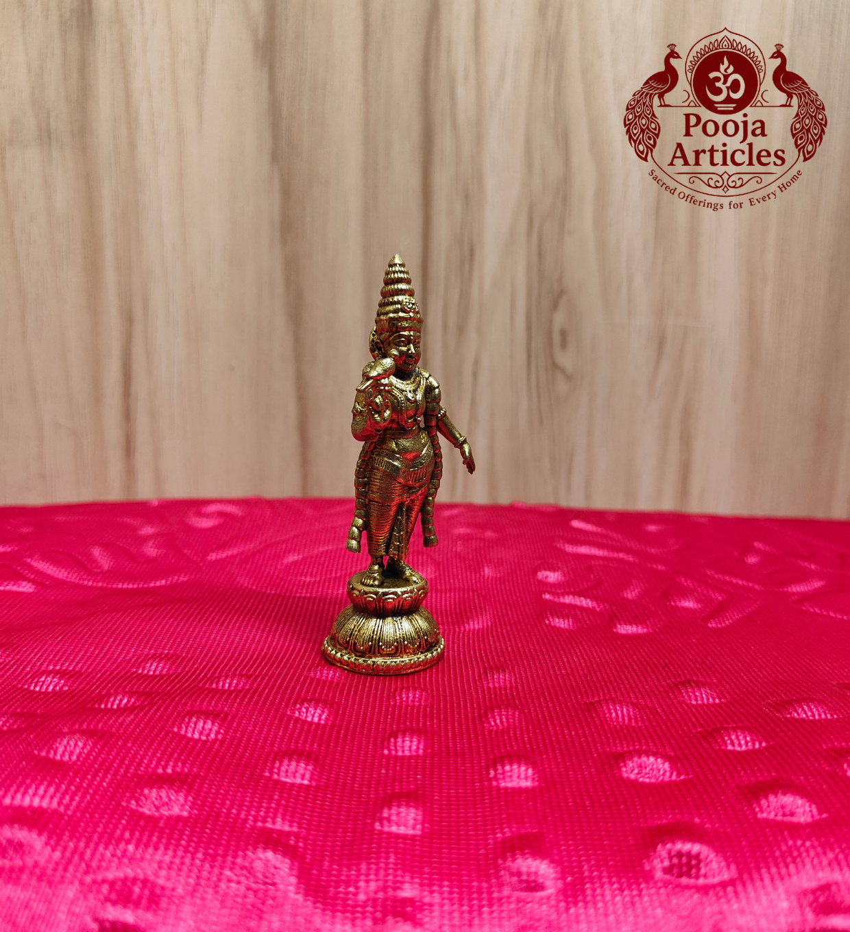 Brass Meenakshi Amman Idol 2.9 Inch - Side View