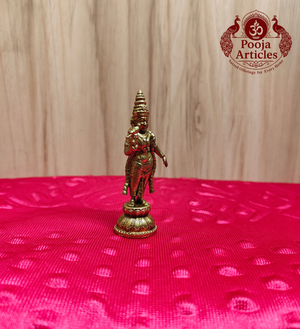 Brass Meenakshi Amman Idol 2.9 Inch - Side View