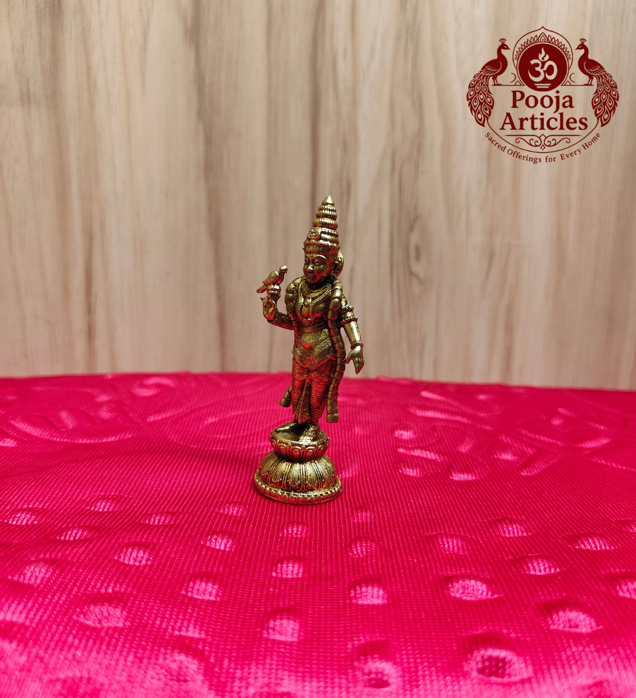 Brass Meenakshi Amman Idol 2.9 Inch - Three-Quarter View