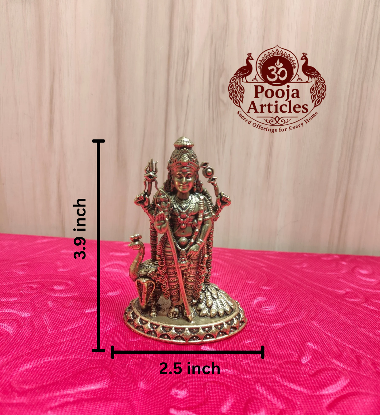 Premium Brass Murugan - Dimensions 3.9 inch height 2.5 inch width