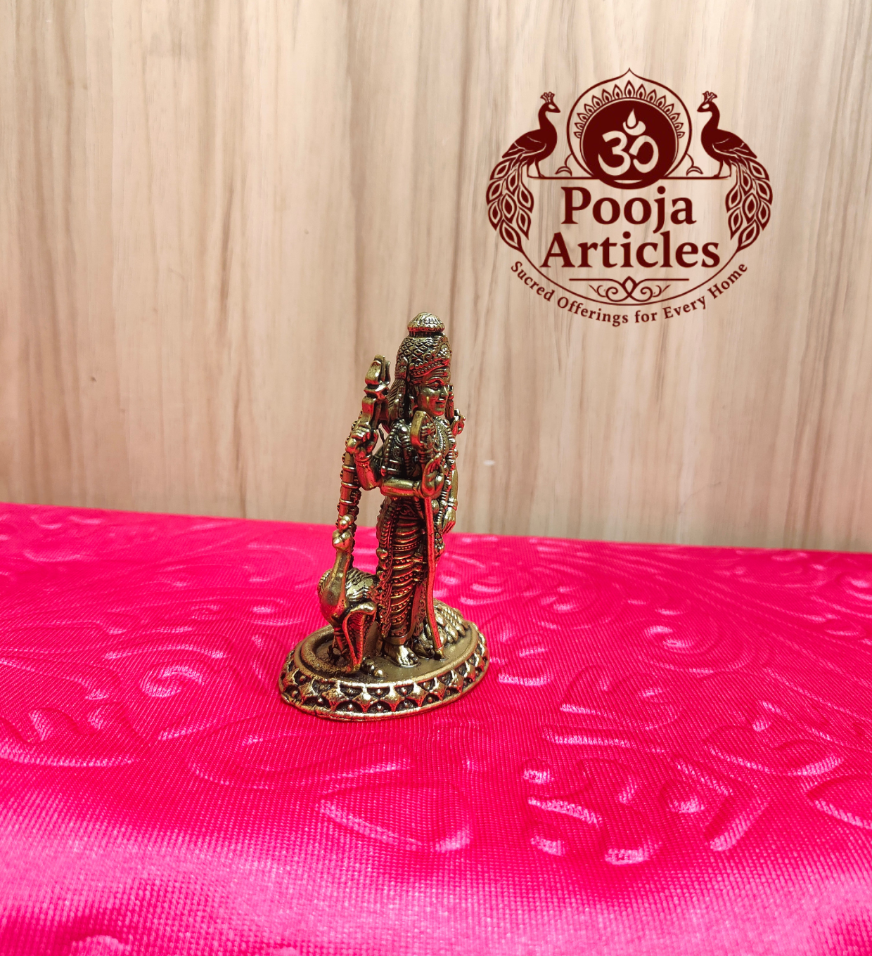Premium Brass Murugan - Side view with Trishul
