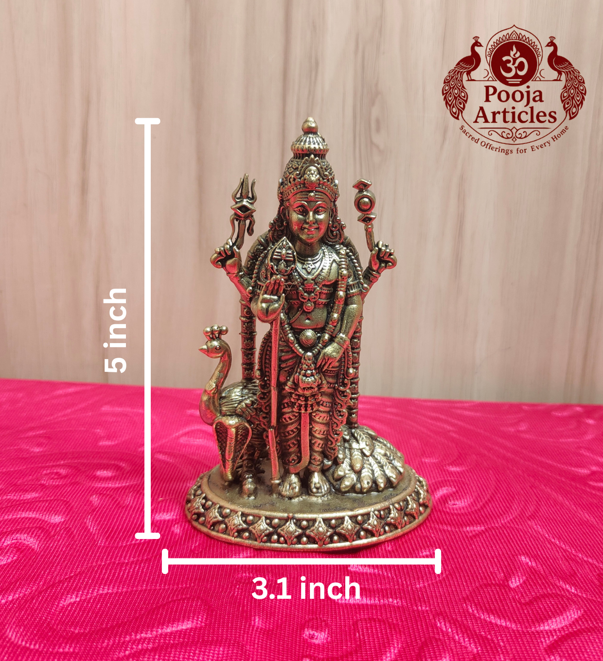 Premium Brass Murugan 5 Inch dimension