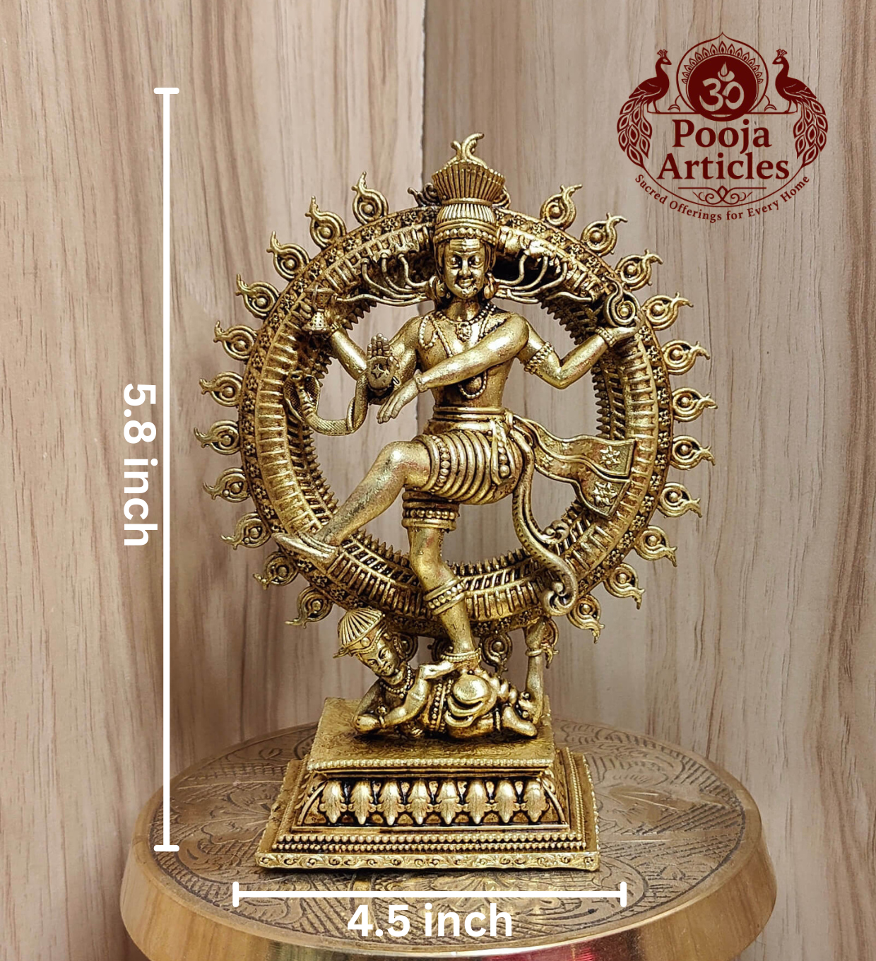 Premium Brass Nataraja Lord Shiva Statue 5.8 Inch