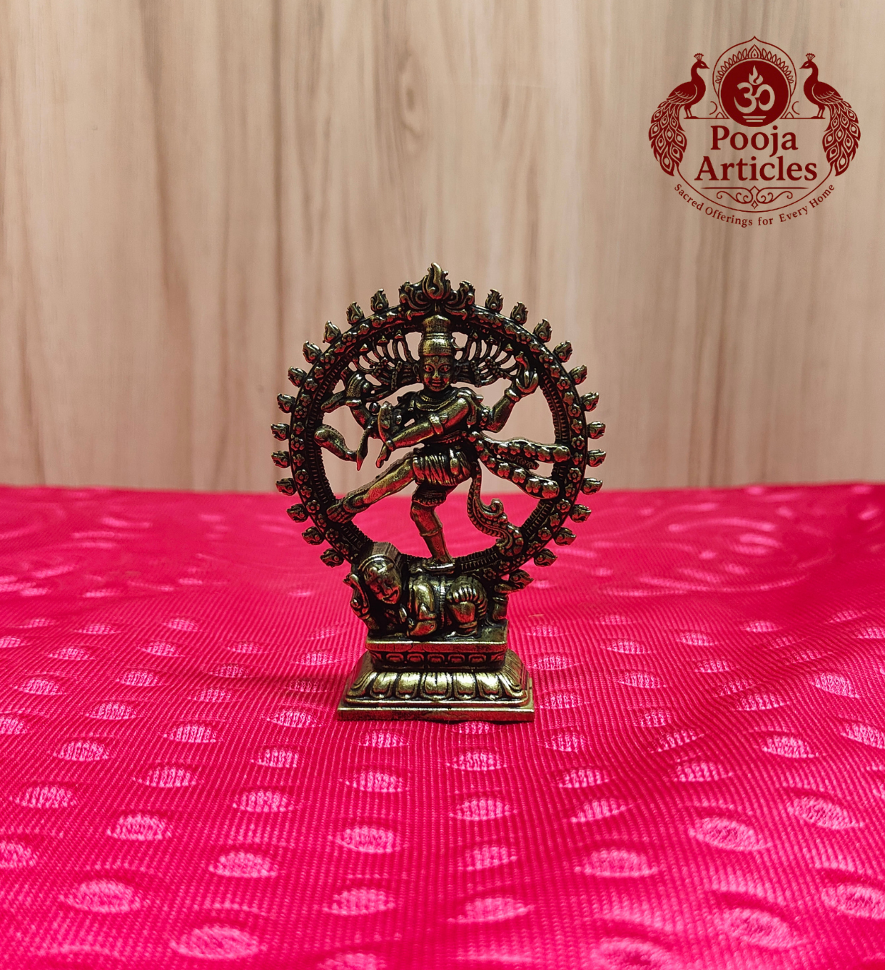 Premium Brass Nataraja Statue 3 Inch - front close-up view