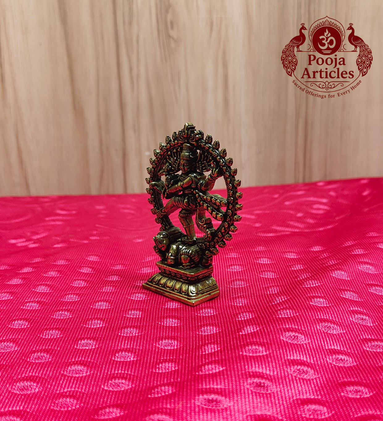 Premium Brass Nataraja Statue 3 Inch - side right three-quarter view