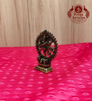 Premium Brass Nataraja Statue 3 Inch - side right three-quarter view