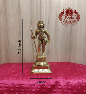 Premium Brass Palani Aandi Murugan Idol 7.5 Inch