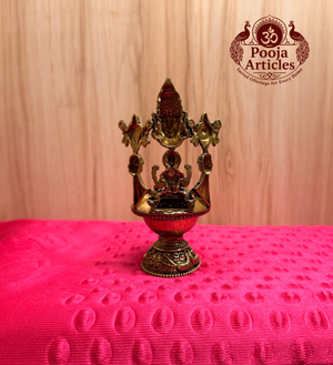 Premium Brass Perumal Vilakku with Lakshmi 4.6 Inch
