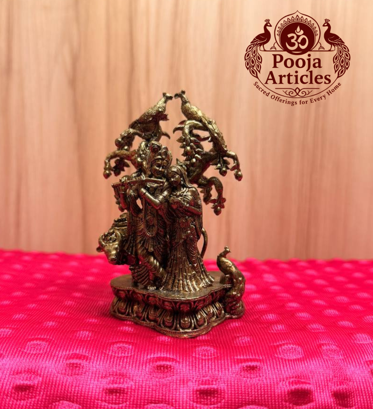 Premium Brass Radha Krishna Statue 4.2 Inch
