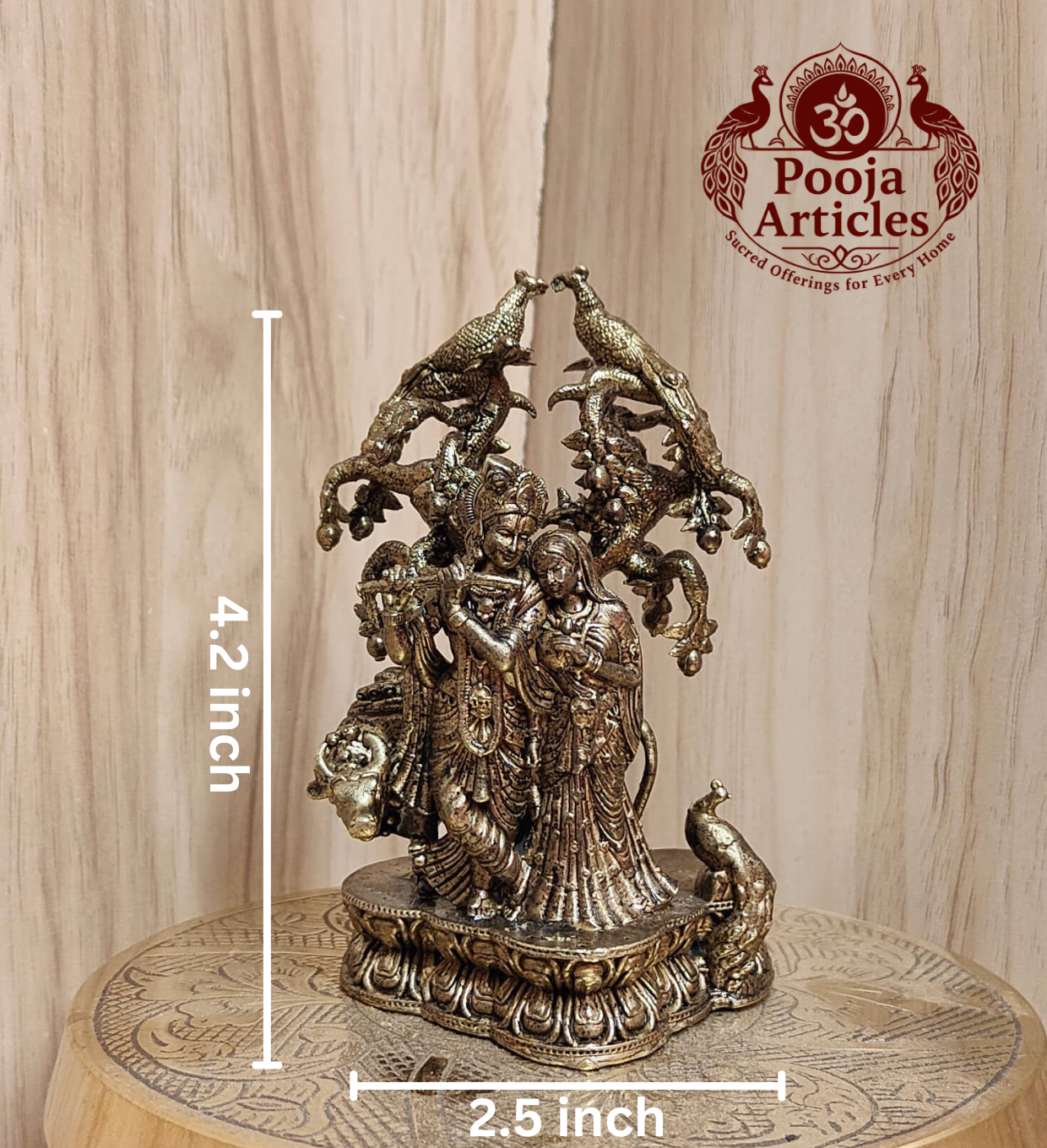 Premium Brass Radha Krishna Statue 4.2 Inch