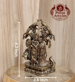 Premium Brass Radha Krishna Statue 4.2 Inch
