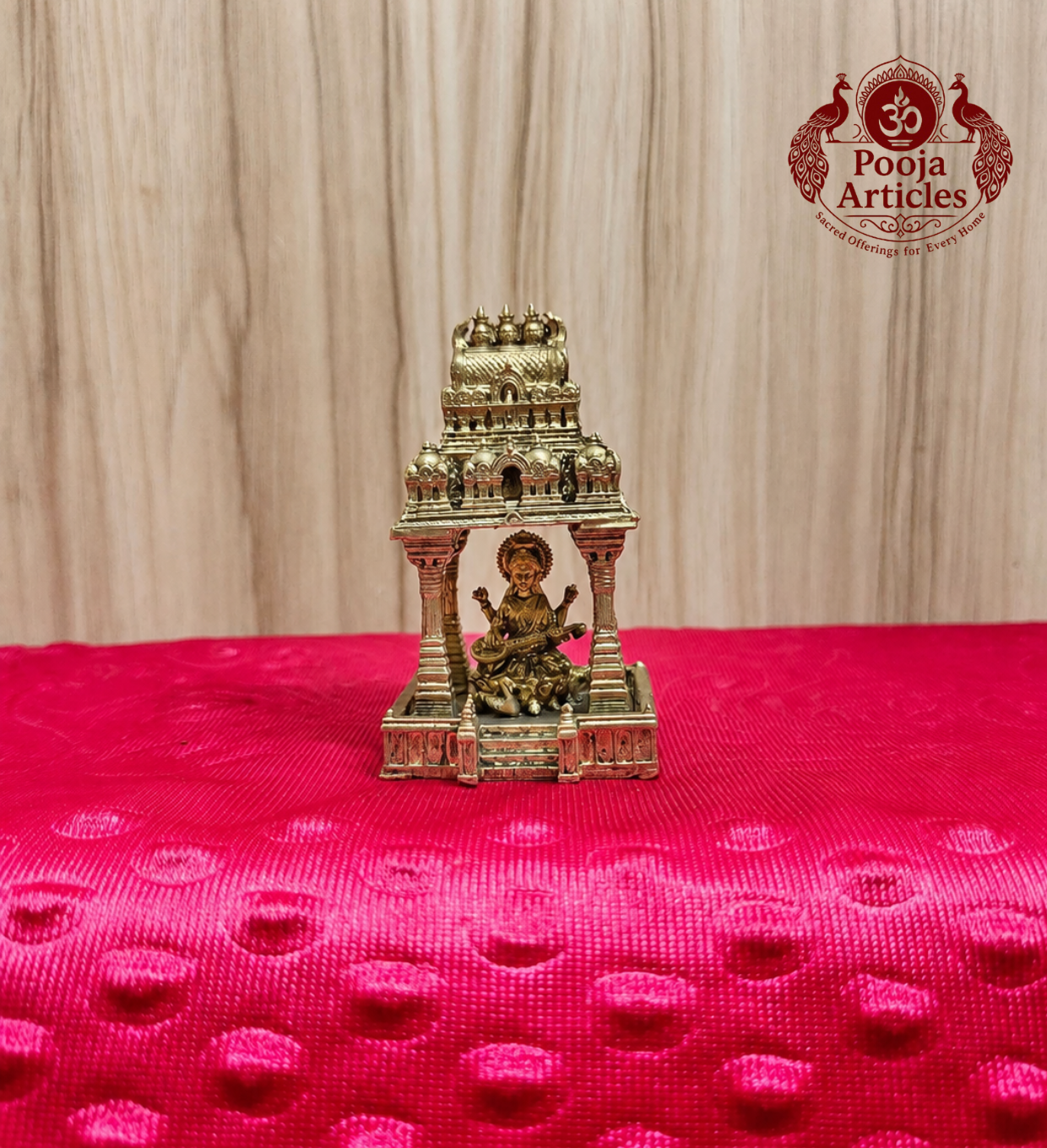 Premium Brass Saraswathi Devi Temple Mandap 3.5 Inch