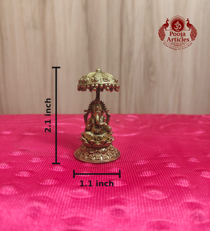 Premium Brass Vinayagar Idol with Umbrella 2.1 Inch