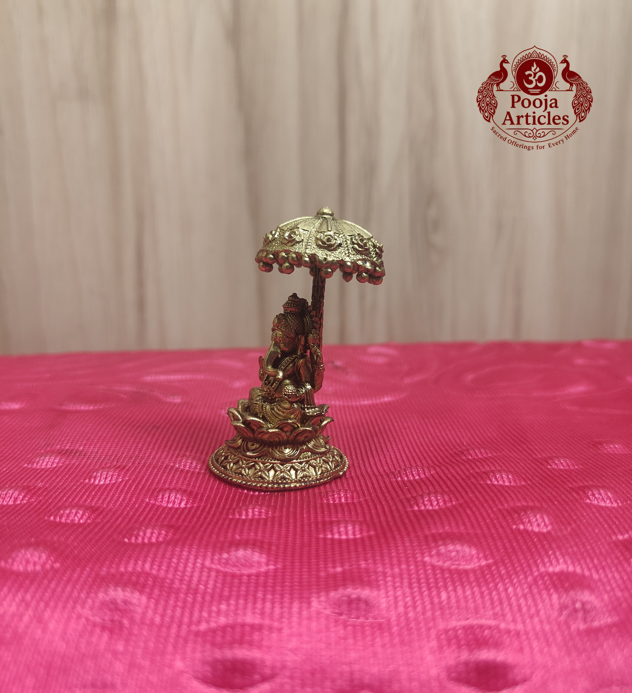 Premium Brass Vinayagar Idol with Umbrella 2.1 Inch