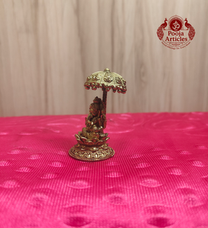 Premium Brass Vinayagar Idol with Umbrella 2.1 Inch