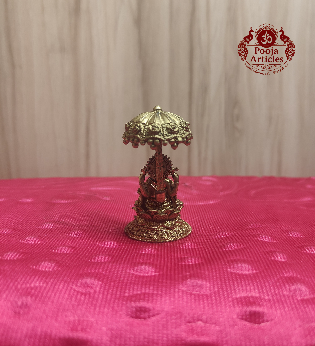 Premium Brass Vinayagar Idol with Umbrella 2.1 Inch