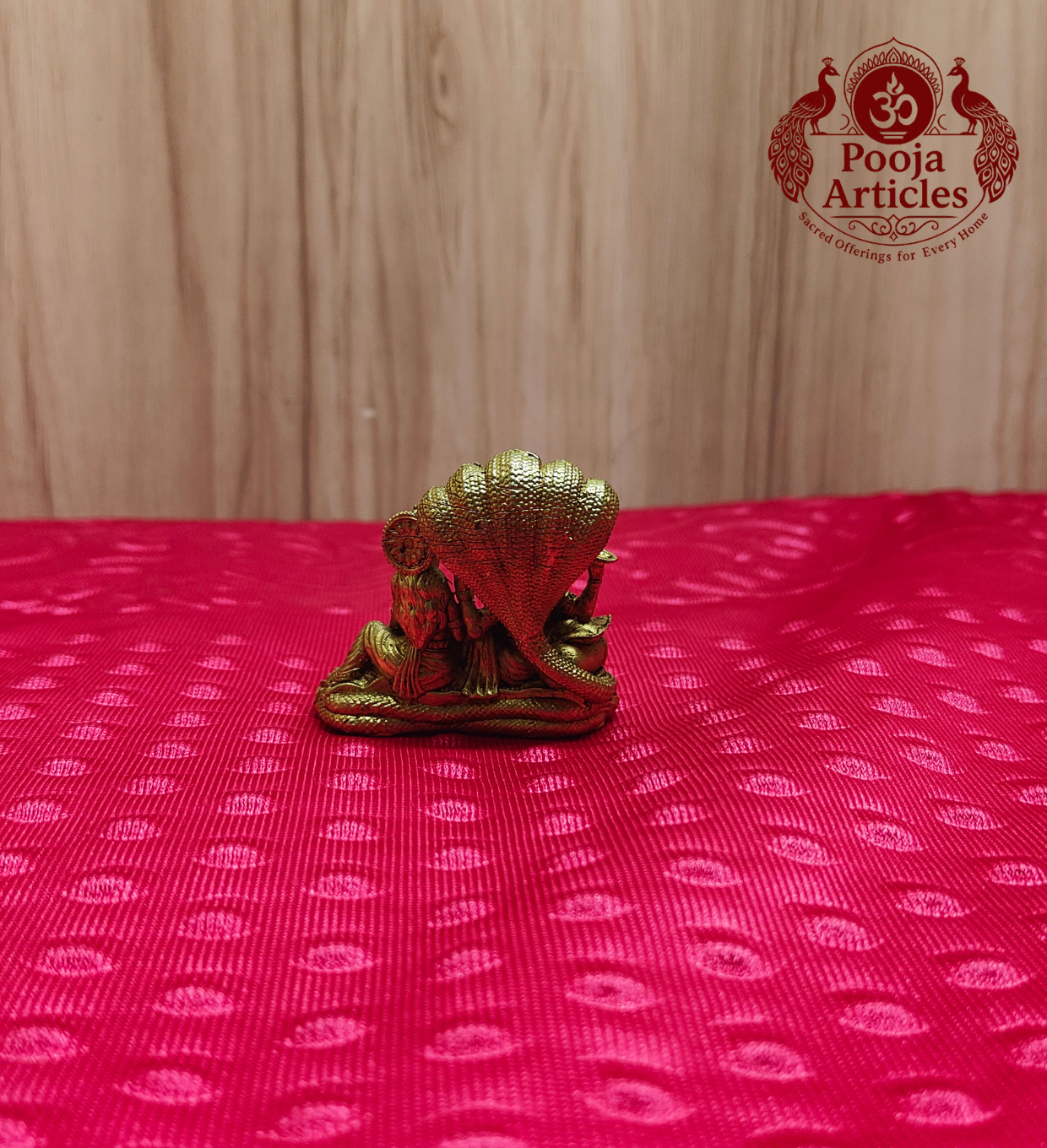 Premium Brass Vishnu Lakshmi Idol 2 Inch - Back View Shesha Naga Canopy