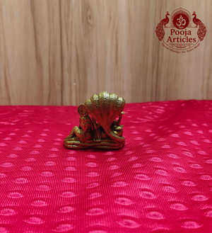 Premium Brass Vishnu Lakshmi Idol 2 Inch - Back View Shesha Naga Canopy