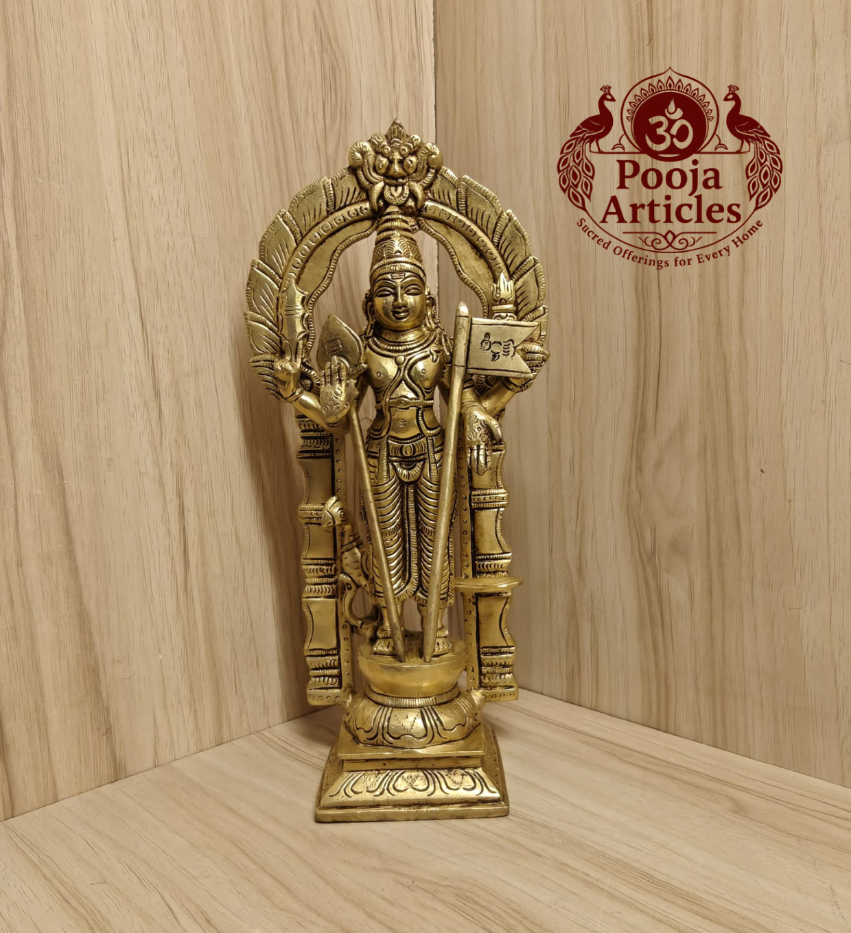 Brass Thiruvachi Murugan Statue 11.5 Inch