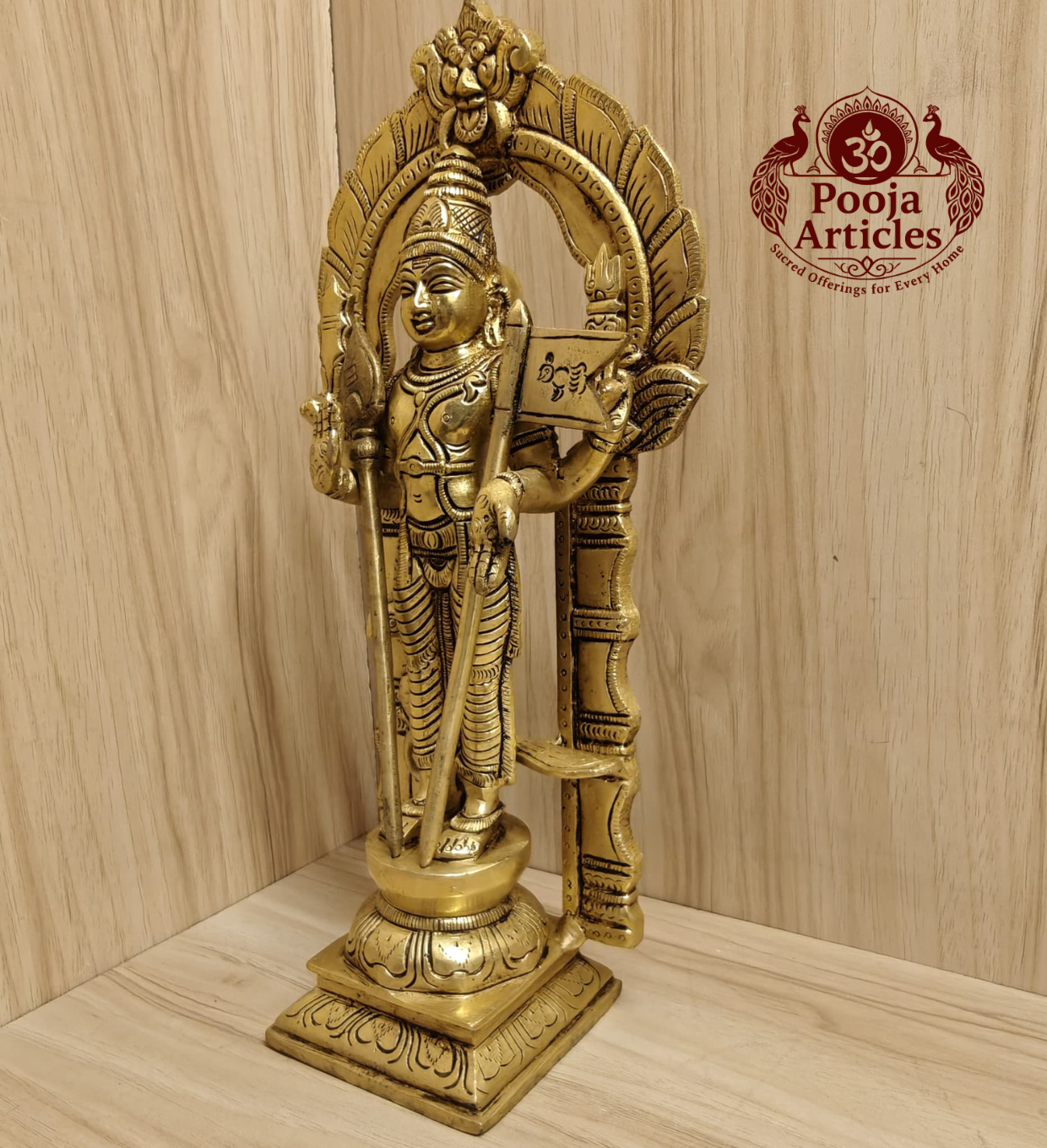 Brass Thiruvachi Murugan Statue 11.5 Inch