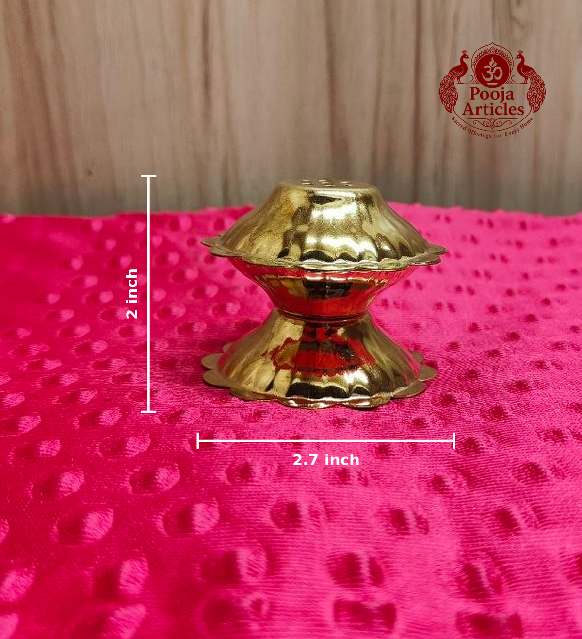 Brass Agarbatti Stand 2 Inch - measurement view