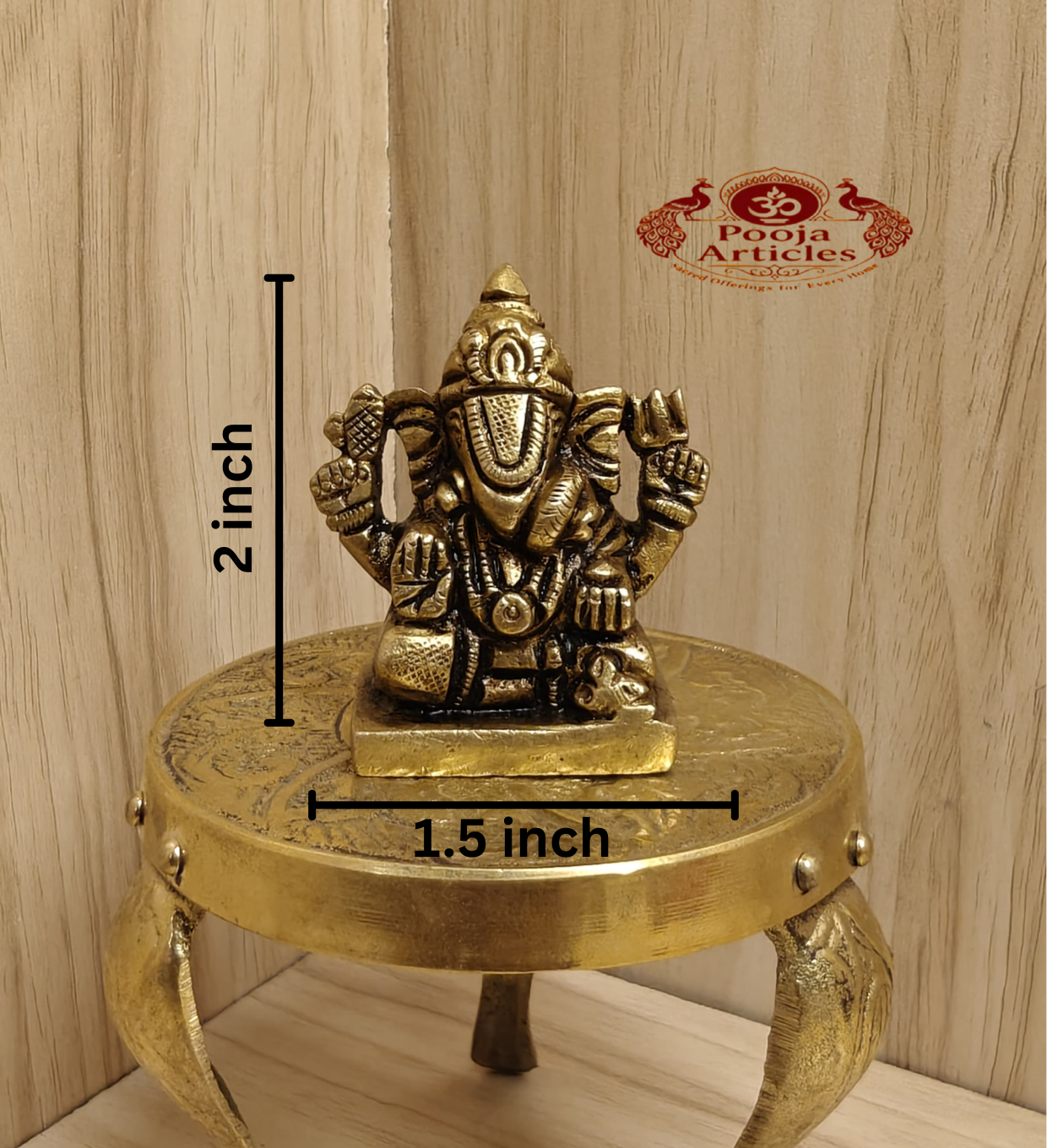 Brass Dagdusheth Ganesha Idol 2 Inch