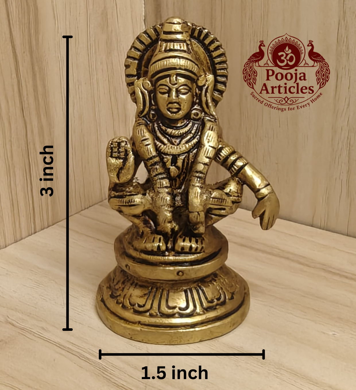 Brass Ayyappan Statue 3 Inch