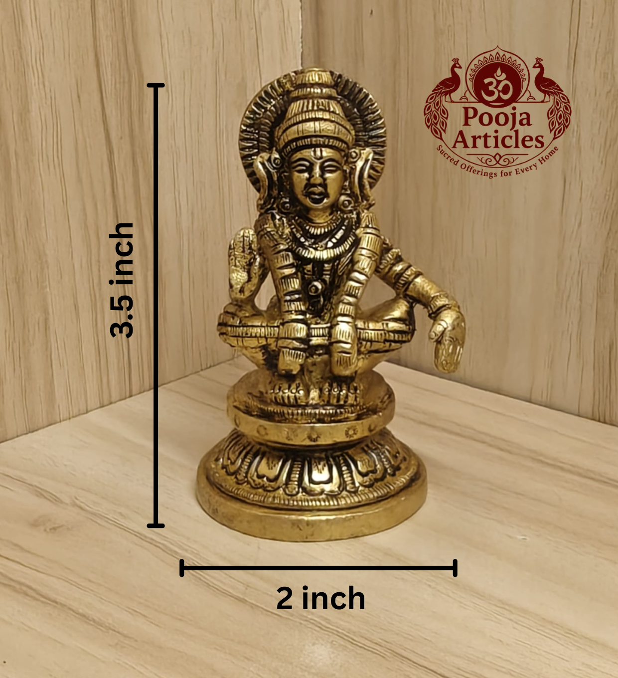 Brass Ayyappan Statue 3.5 Inch