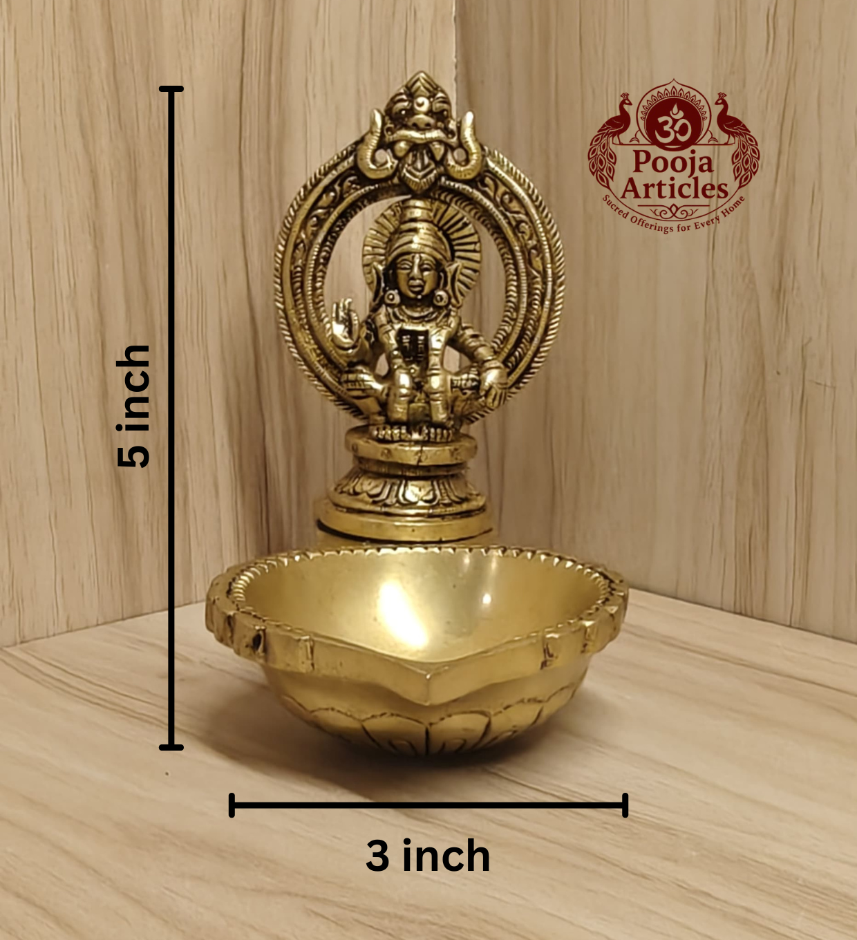Brass Ayyappan Statue Diya 5 Inch