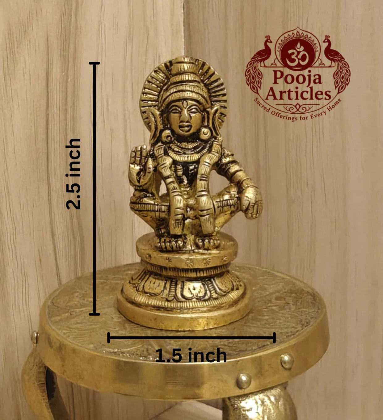 Brass Ayyappan Swami Statue 2.5 Inch