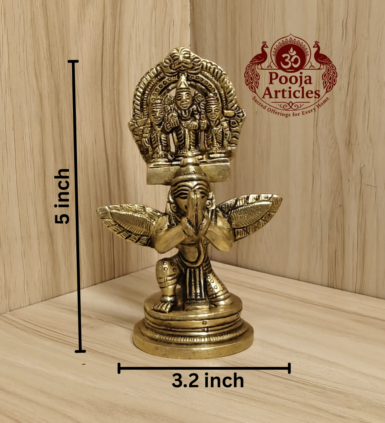 Brass Balaji on Garuda Statue 5 Inch