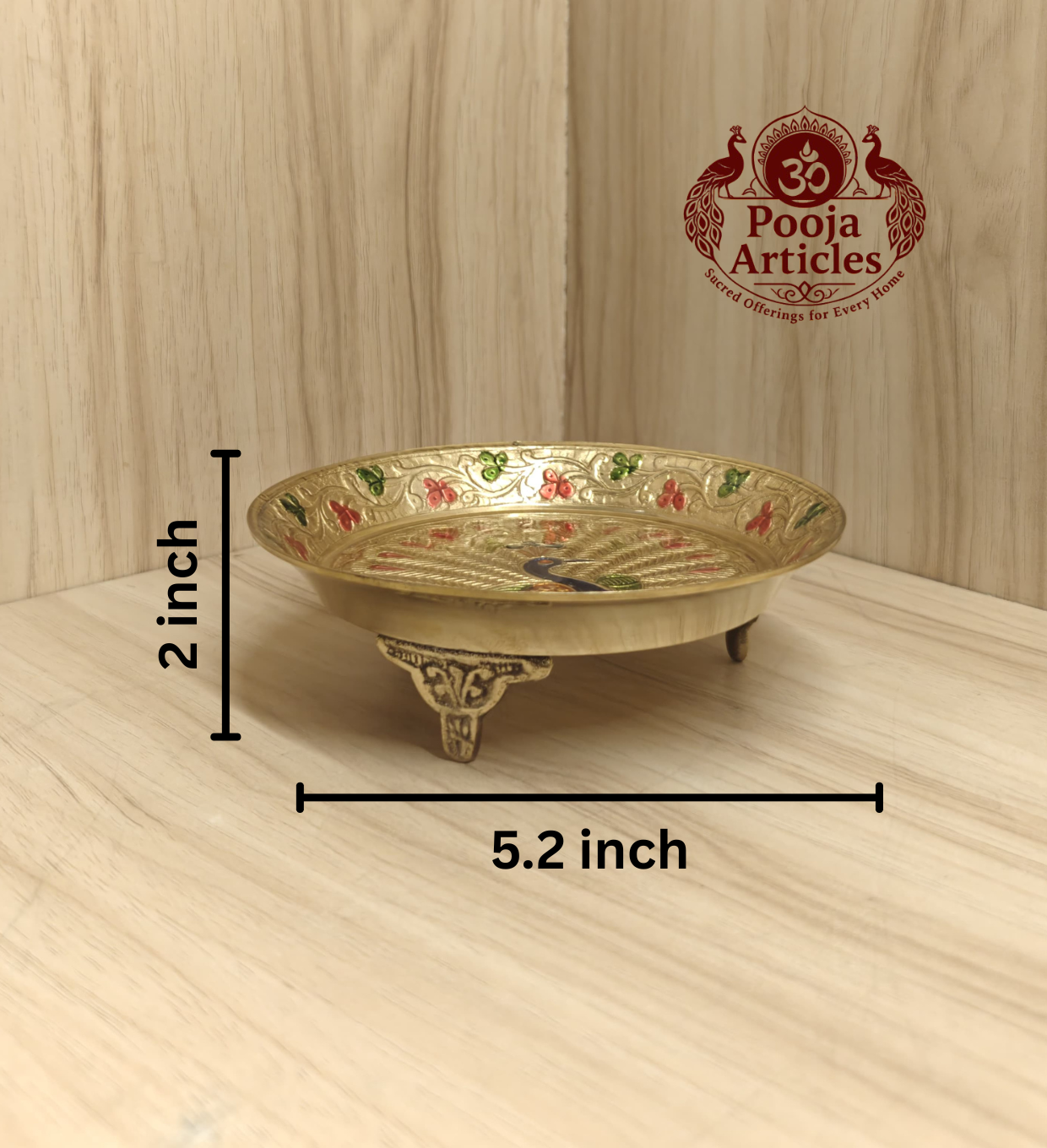 Brass Peacock Pin Tray 5.2 Inch