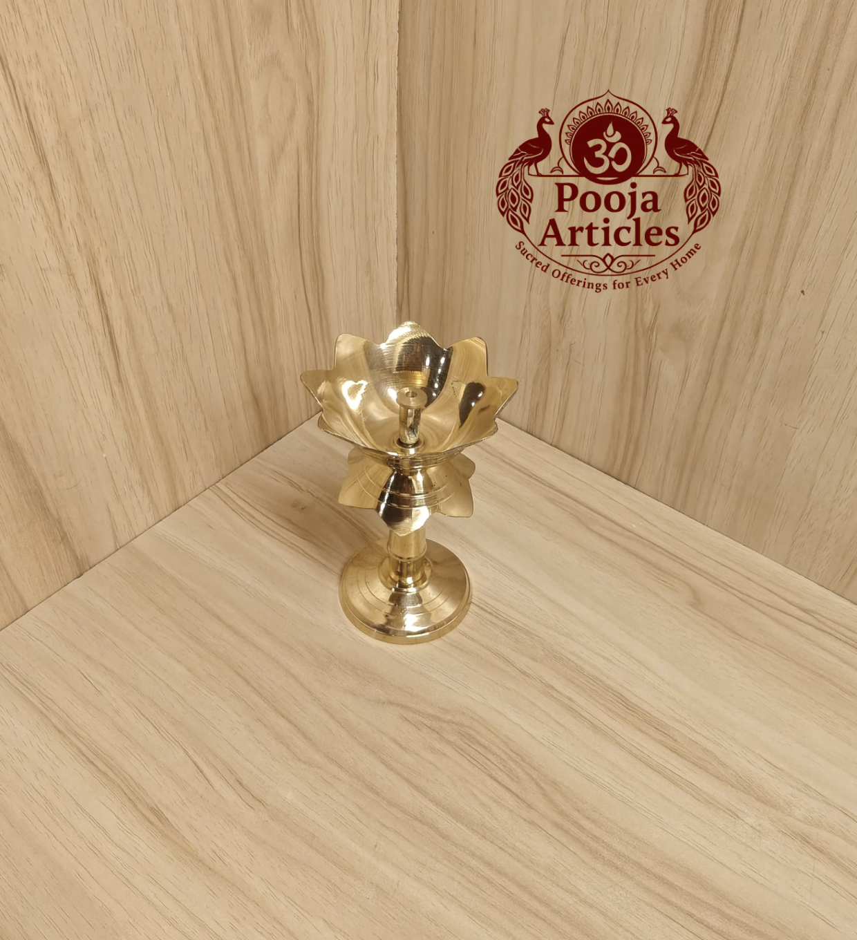 Brass Lotus Diya Stand 4.7 Inch Pooja Articles
