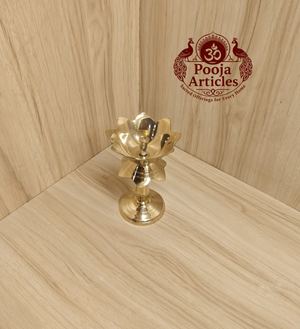 Brass Lotus Diya Stand 4.7 Inch Pooja Articles