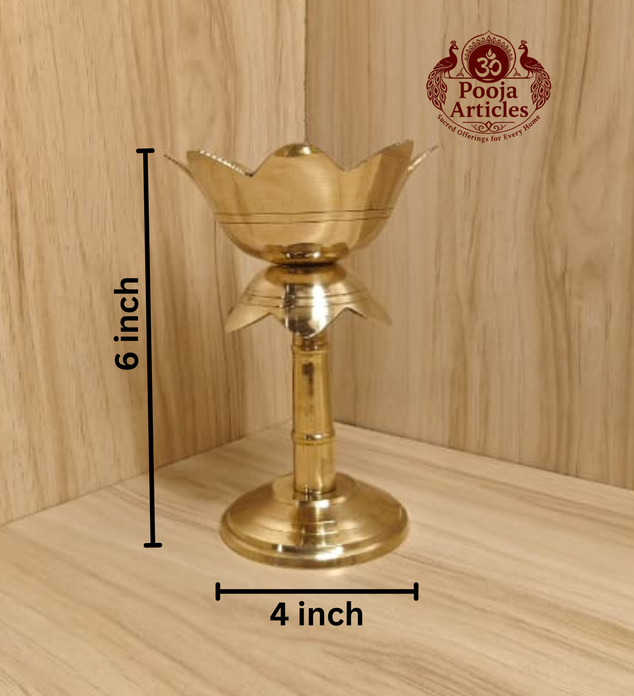 Brass Lotus Diya Stand 6 Inch