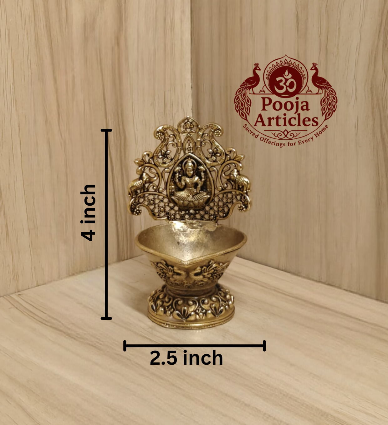 Premium Brass Gaja Lakshmi Vilakku 4 Inch