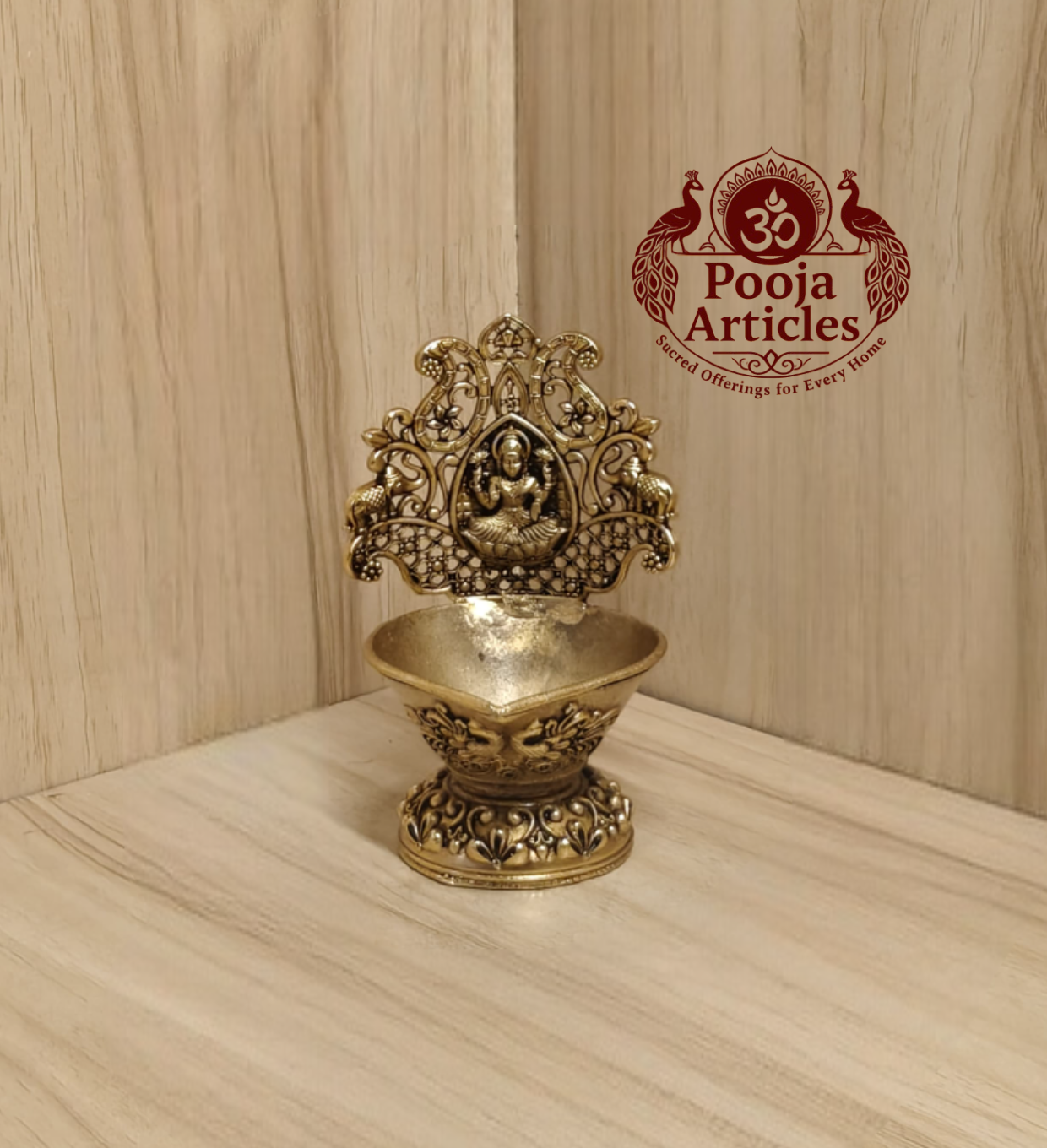 Premium Brass Gaja Lakshmi Vilakku 4 Inch