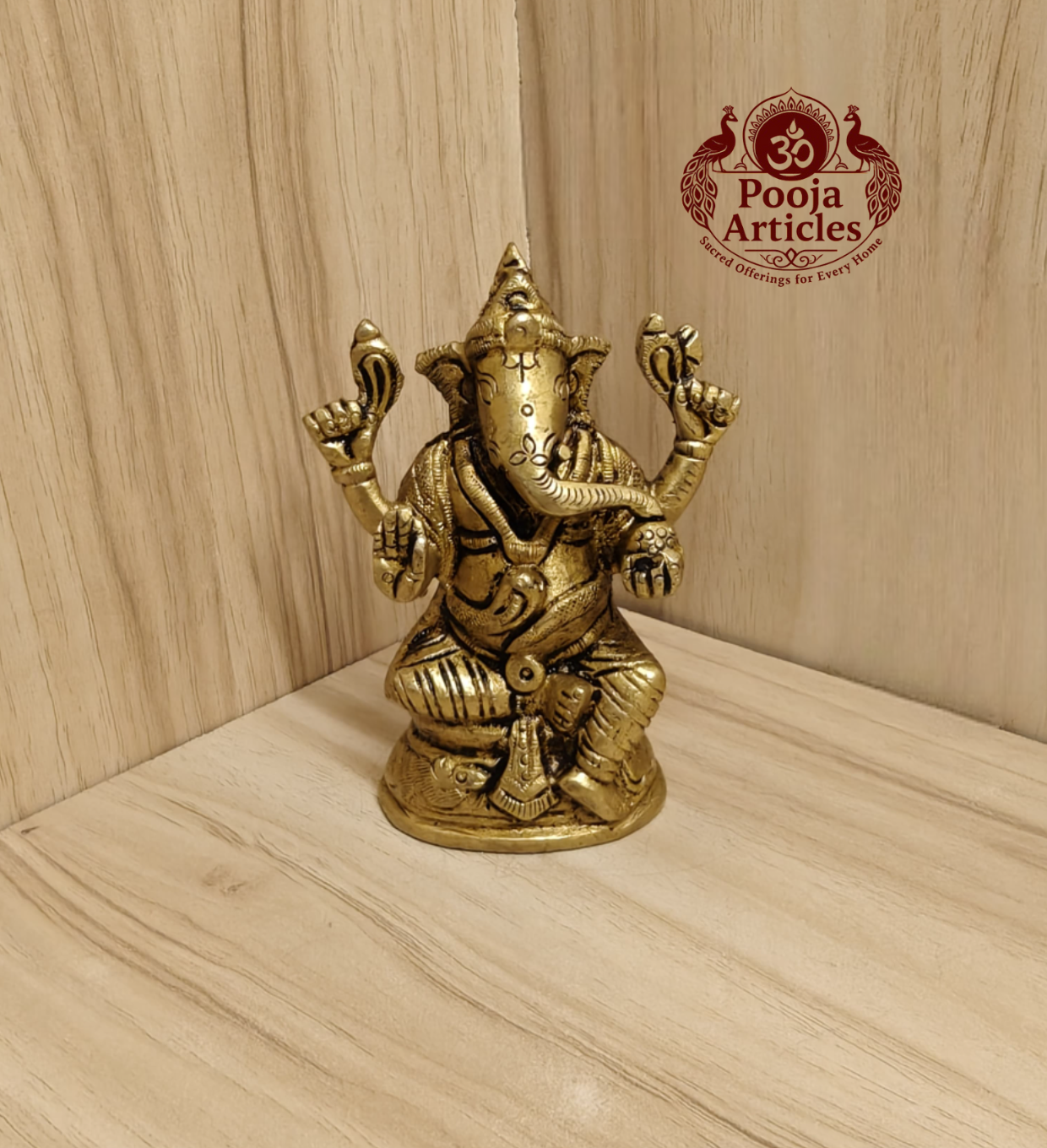 Brass Ganesha Idol 3.6 Inch