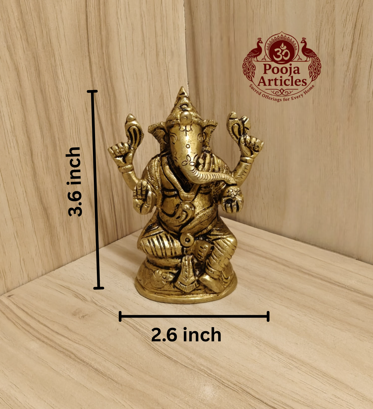 Brass Ganesha Idol 3.6 Inch