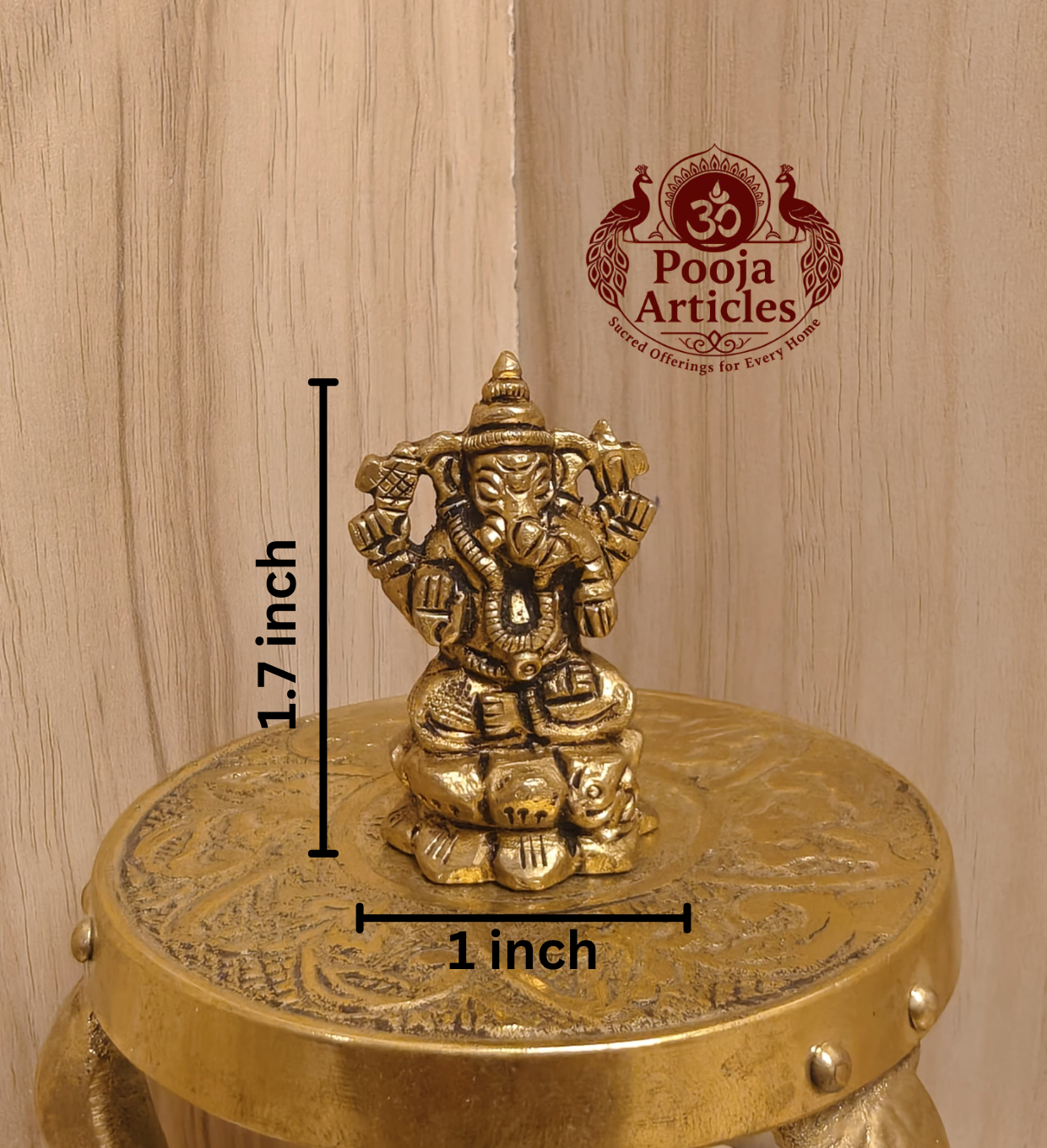 Brass Ganesha Statue 1.7 Inch