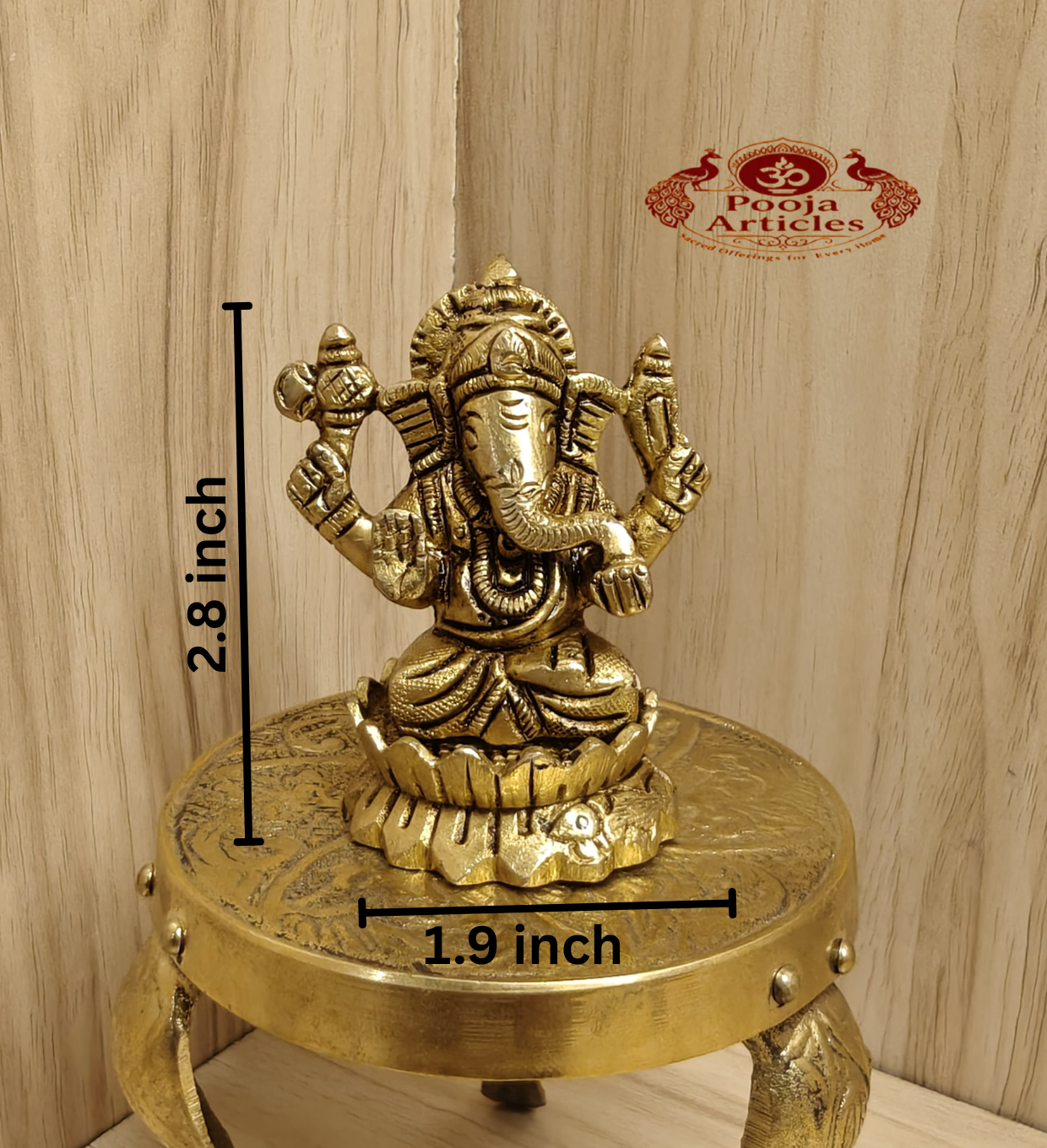Brass Ganesha Statue 2.8 Inch