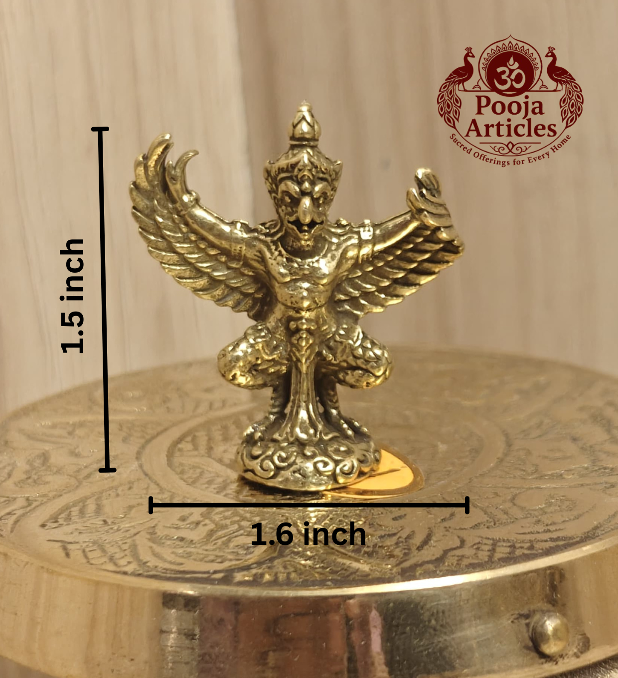 Miniature Brass Garuda Statue 1.5 Inch
